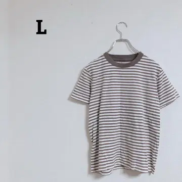 무인양품 컷소 티셔츠 보더 반팔 면 코튼 100 L