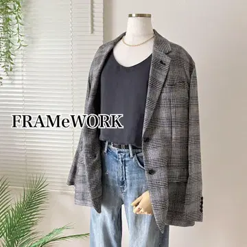 FRAMeWORK 썸머 트위드 글렌체크 테일러드 자켓
