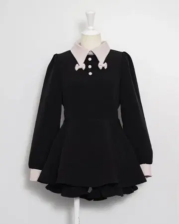 피움 pium 리본 칼라 긴팔 셋업