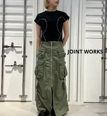 JOINT WORKS 프론트 지퍼 카고 스커트 카키 S