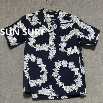 SUN SURF 선 서핑 알로하 셔츠 하와이안 셔츠 하이비스커스 XS