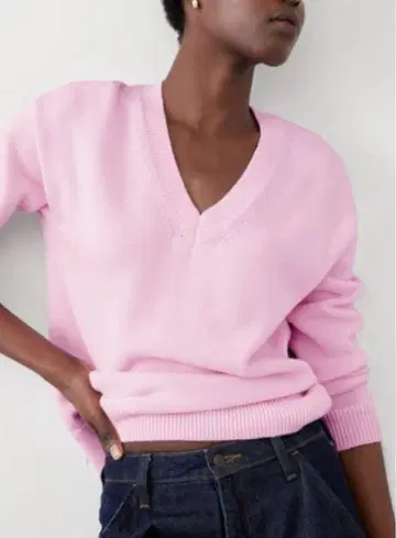 BANANA REPUBLIC 핑크 V넥 스웨터 M