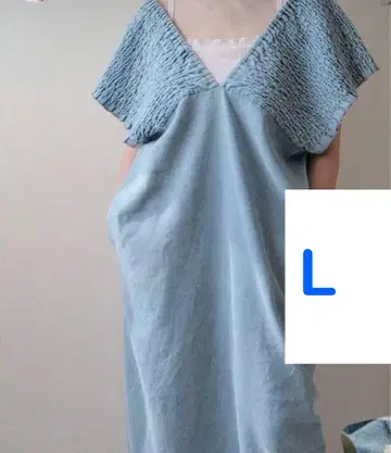 시마무라 데님 셔링 원피스 색스 L 사이즈