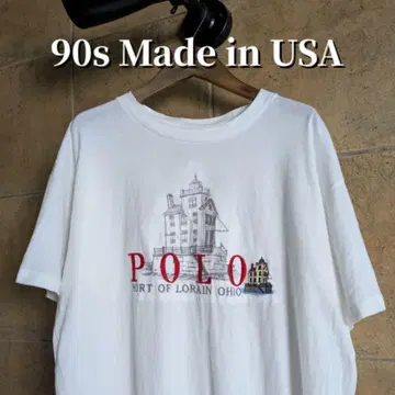 90년대 USA제 POLO 로레인 항구 티셔츠 싱글 스티치 L