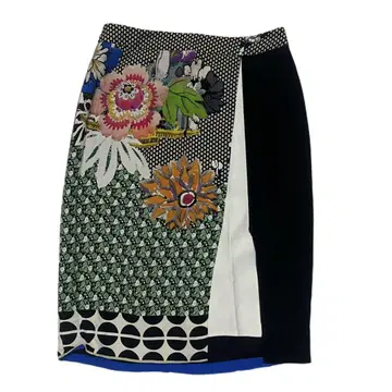 ETRO 이탈리아제 레이온 멀티 패치워크 꽃 스커트 38