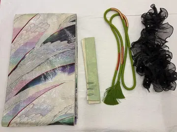 후리소데, 후쿠로 오비, 다테기, 오비 장식 천, 허리띠 세트