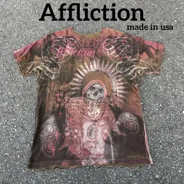 Affliction 티셔츠 사신 sk8 y2k 갸루 시크 스타일 미국제