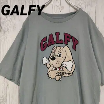 가르피 GALFY 티셔츠 자수 로고 새상품급 중형견 L 아쉬 블루