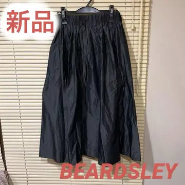 BEARDSLEY 비어즐리 블랙 나일론 플레어 롱 스커트