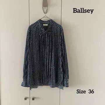Ballsey 지오메트릭 패턴 보타이 블라우스 다크 그린 계열