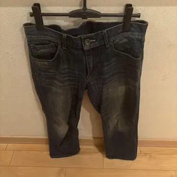 다크 블루 스트레이트 데님 팬츠