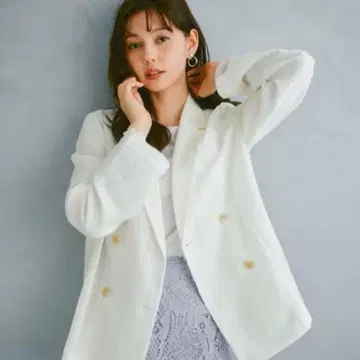 index (인덱스) 린넨 느낌의 시어 더블 브레스트 테일러드 자켓