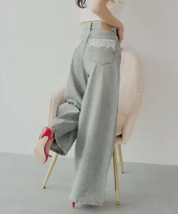 Chico 포켓 레이스 와이드 데님 택 포함 새상품