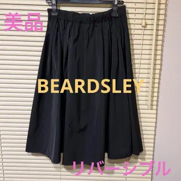 BEARDSLEY 플레어 스커트 블랙 올리브 그린 리버서블 무릎 기장