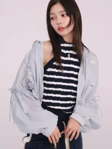 릴리 브라운 마리콴트 UV 차단 프릴 시어 블루종