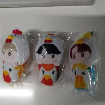 닭 모자 봉제 인형 3개 세트
