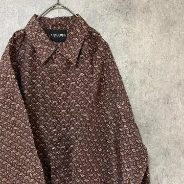00s 반팔 패턴 셔츠 실크 남성용 L 구제 의류 개성파