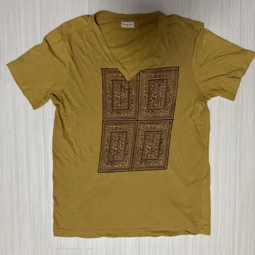 DRIES VAN NOTEN 머스타드 V넥 티셔츠 M
