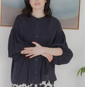 니코앤드 컴포트 린넨 턱 블라우스 L 블랙