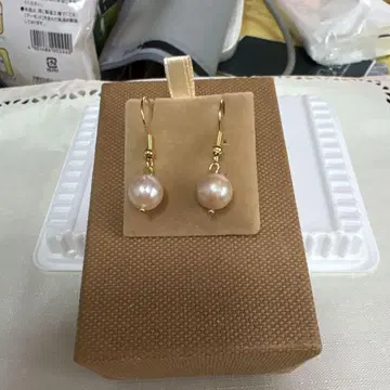 핑크 펄 후크 귀걸이
