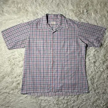 70s VINTAGE 오픈 카라 체크 셔츠 오픈 카라 USA