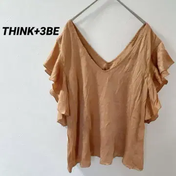 THINK+3BE 오렌지 V넥 프릴 소매 블라우스 2 이탈리아제