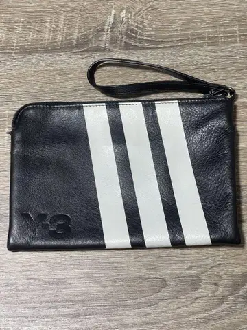 Y-3 스트라이프 클러치백, 천연 가죽
