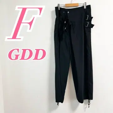 GDD 블랙 와이드 팬츠 사이즈 F 카쿠칸 벨트 캐주얼 코디