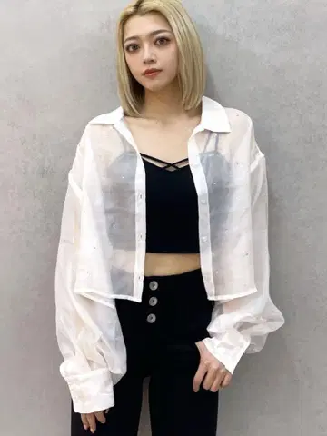 GYDA 시어 큐빅 숏 셔츠
