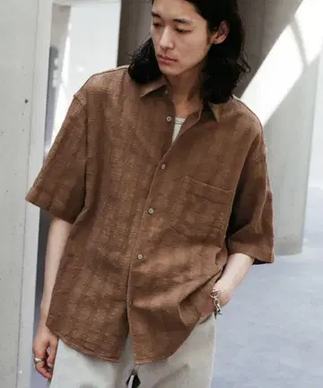 WYM GAUZE MESH CHECK H/S SHIRT S 사이즈