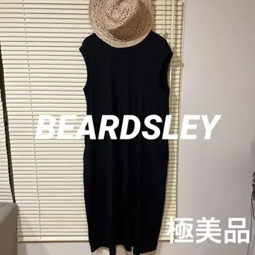 비어즐리 블랙 슬리브리스 컷 티셔츠 원피스