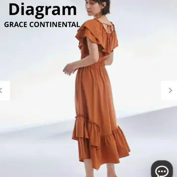 미사용 22SS Diagram 프릴 니트 원피스 롱 드레스 벽돌색