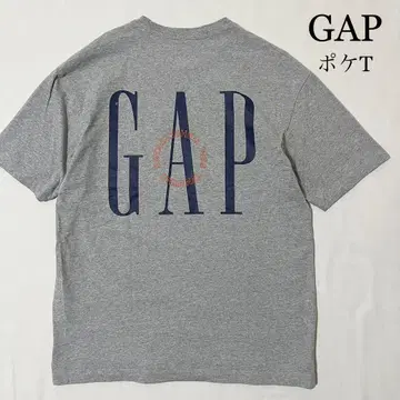 GAP 빅 로고 프린트 티셔츠 포켓 티 양면 프린트 그레이 구제 의류
