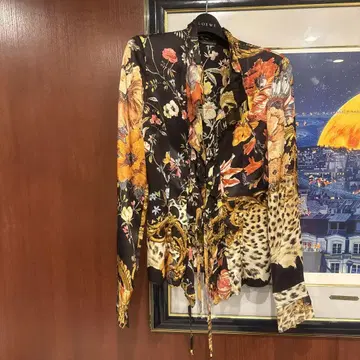 Roberto Cavalli 꽃무늬 레오파드 긴팔 셔츠