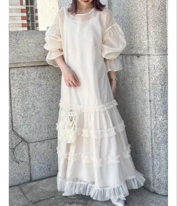 [결혼식/포멀/동창회] 얇은 명주 그물 레이어드 오프숄더