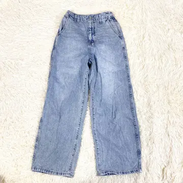 와이드 데님 청바지 심플한 디자인 M 사이즈