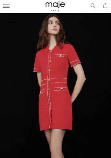 정품 마쥬 빨간색 미니 원피스 반팔