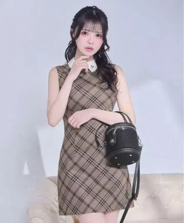 미셸 마카롱 체크 미니 원피스 프리 사이즈