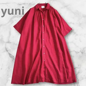 새상품급 BOYANG-LINEN A 라인 셔츠 원피스 빨간색