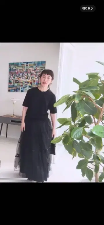 튤 플레어 롱 스커트 블랙