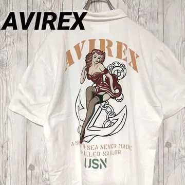 AVIREX 아비렉스 피케 셔츠 굿 디자인 화이트 화이트 L 레어