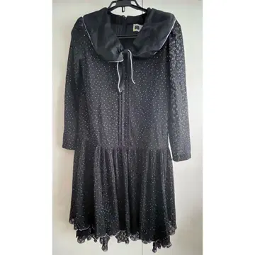 Tokyo blouse PLAISIR 도트 무늬 블랙 긴팔 원피스