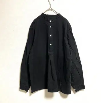 남성용 상의 밴드 카라 셔츠 긴팔 무지 블랙 F