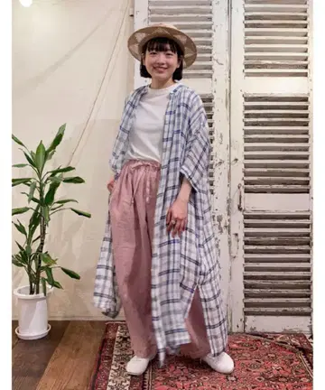 nest Robe 린넨 거즈 체크 원피스