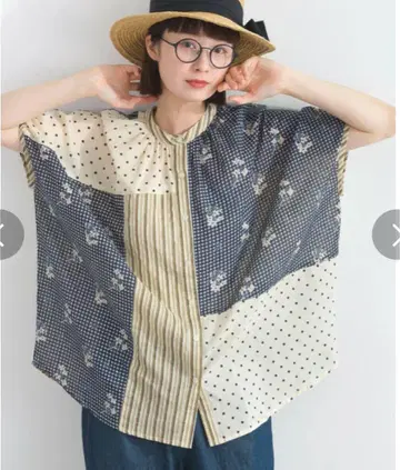 lupilien 루피리안 제품 염색 멀티 패턴 프린트 패치워크 블라우스