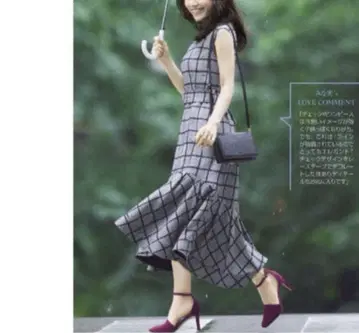 셀포드 다나카 미나미 스티치 피쉬 테일 원피스 벨트 체크