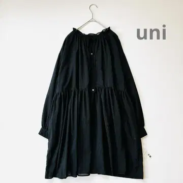 새상품 유니 uni 프릴 옷깃 절개 시어 원피스