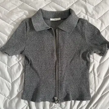 SLY ZIP UP CUT RIB 상의 그레이