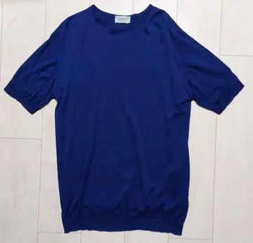 JOHN SMEDLEY 네이비 반팔 니트 크루넥 티셔츠