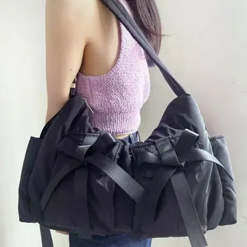 casselini 카셀리니 리본 볼륨 숄더 블랙